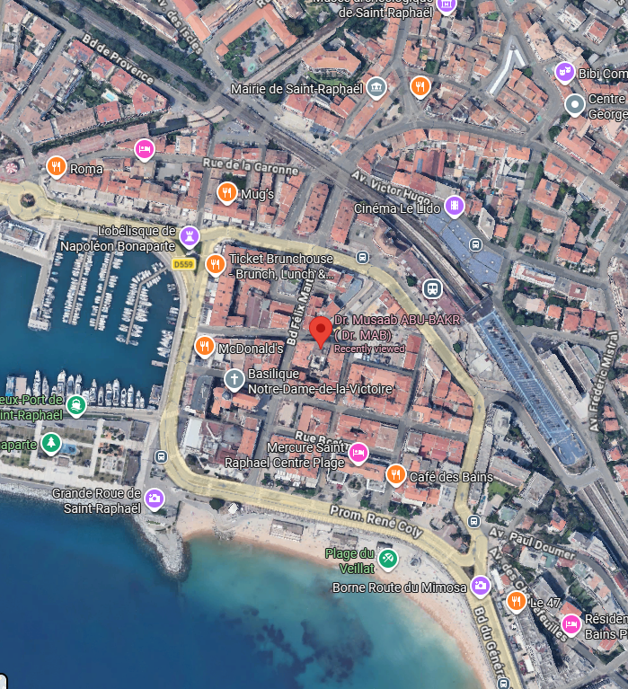 Carte du cabinet au 222 Place Pierre Coullet à Saint-Raphaël